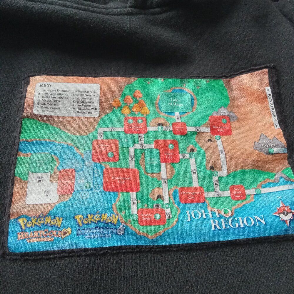 Johto Region Map Pokémon HeartGold & SoulSilver Graphic Print Hoodie Sweatshirt - Picture 6 of 12